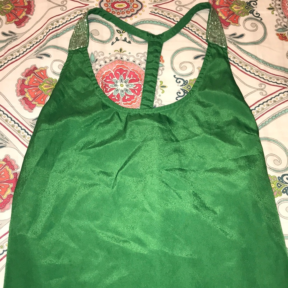 Flowy green satin shirt